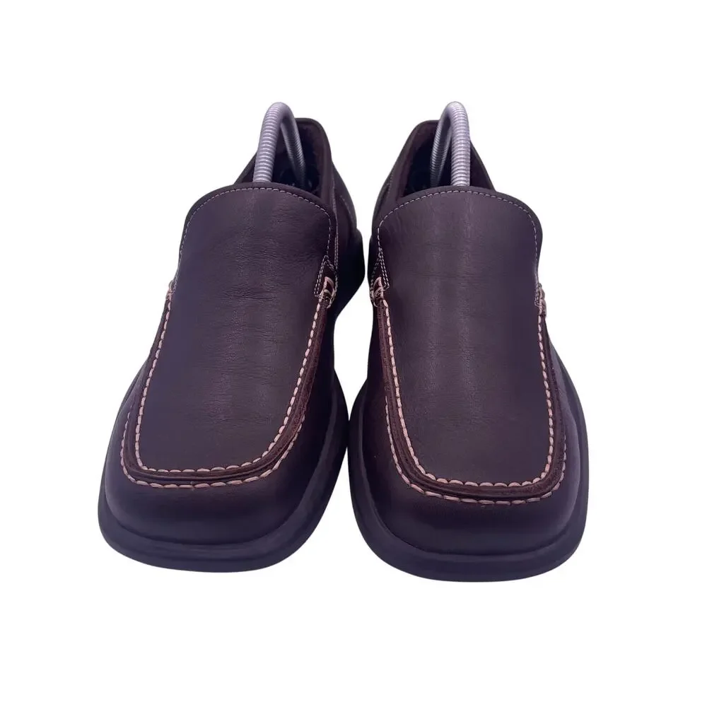 ECCO Brown Leather Loafers Slip On Comfort Dress Casual Mens 7.5